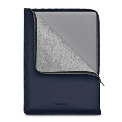 Image of WOOLNUT Folio Case for MacBook Pro 13/14 &amp; Air 13 YKK Premium Zipper Matte PU, Recycled PET Tailor Made Fit Scandinavian Design, Compatible with 13.6 inch Blue