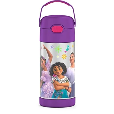 Image of THERMOS FUNTAINER 12 Ounce Stainless Steel Vacuum Insulated Kids Straw Bottle, Encanto
