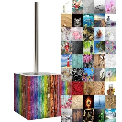 Image of Sanilo Toilet Brush and Holder, Wide choice of beautiful Stainless Steel Handle, With Exchangeable Head, Easy to clean (Rainbow)
