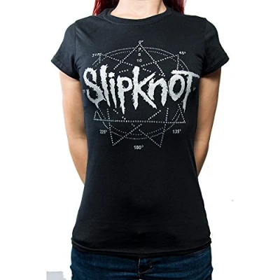 Image of Rockoff Trade Women&#039;s Slipknot Logo Star Diamante T Shirt, Black, 10 (Size:Medium)