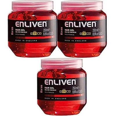Image of 3 X ENLIVEN HAIR GEL WITH PRO VITAMIN B5 FOR WET FIRM MEDIUM HOLD 250ML RED.