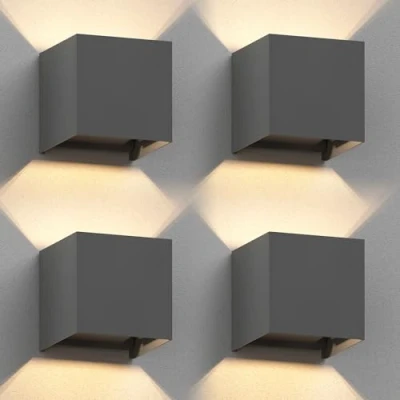 Image of ledscom.de 4 x CUBEL Wall Light for Outdoors, IP65, up/Downlight, Anthracite matt, Square, 1x G9 max. 10W