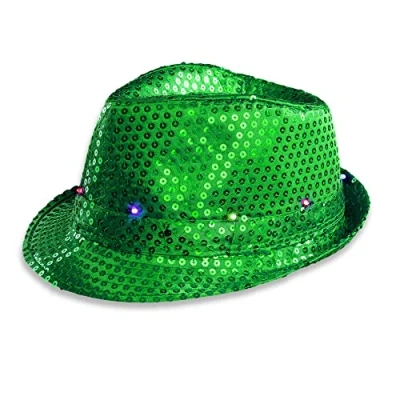 Image of Flashing LED Fedora Hat The Glowhouse (Green)