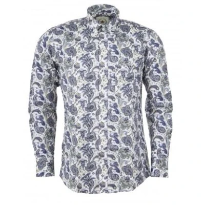 Image of Relco Mens Paisley Shirts (UK, Alpha, 3XL, Regular, White Green Blue)