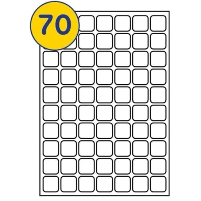 Image of LABELS4U 50 Sheets A4, 70 Labels per Sheet, Size 25 x 25mm (3500 Labels)