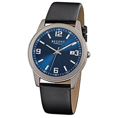 Image of Regent Mens Watch Black Analog F 844 Leather Bracelet URF844 an Offer Made by IMPPAC
