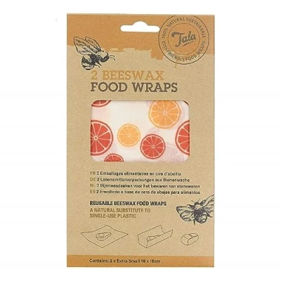 Image of Tala Reusable Beewswax Food Wraps, Citrus Fruit Patterned Design, Mesuring 16 cm x