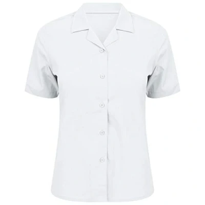 Image of KNWER CLOTHING Womens Blouse Revere Collar Shirt Office Work School Uniform Formal Top Ladies Wear Simple Shirt[White,8]