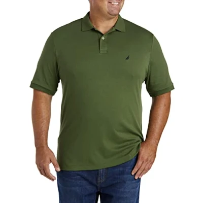 Image of Nautica Men&#039;s Classic Fit Short Sleeve Solid Soft Cotton Polo Shirt, Pine Forest, 4X Tall