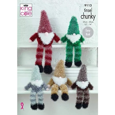Image of King Cole 9113 Knitting Pattern Tinsel Gnomes in Chunky