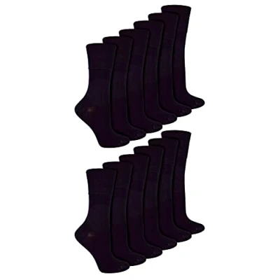 Image of IOMI 12 Pair Multipack Ladies Diabetic Bamboo Socks Womens Extra Wide Seamless with Non Elastic Gentle Grip Top (4 8, Black)