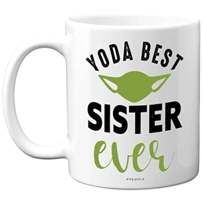 Image of Sister Birthday Gifts Yoda Best Mugs, Happy Mug, Special Christmas Gifts, Funny Xmas Tea Coffee Cup Cups, 11oz Ceramic Dishwasher Safe Mugs Made in UK
