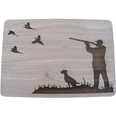 Image of Hunting GROUSE Shooting Country Shotgun Gift IDEA Hardwood Wooden Chopping Cutting Cheese Board Place MAT (Premium 30x20x1.5 cm)