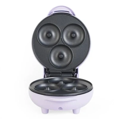 Image of Giles &amp; Posner EK4698GSPP Doughnut Maker Non Stick Cooking Plates, Mini Donut Machine for 3 Donuts, Easy Clean Snack Dessert Making Kids, Vegan, Breakfast Doughnuts, Sorbet Pastel Purple, 500 W