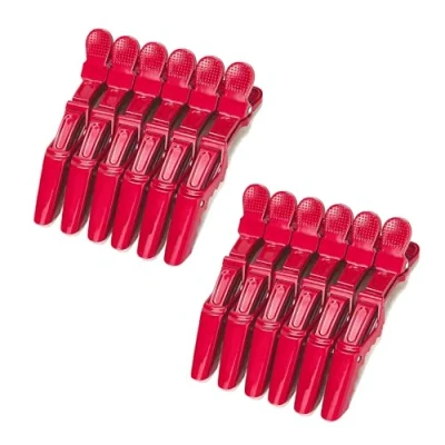 Image of Velvet London 12PCS Crocodile Clips Hair Professional for Styling Sectioning Women Girls Alligator Salon Home Use (Red)