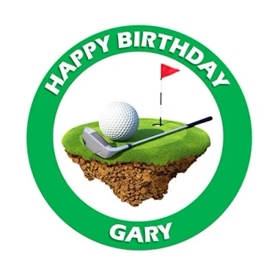 Image of Golf with Green Trim Round Circle Cake Edible Icing or Wafer Topper 7.5 inch Personalised (Wafer)