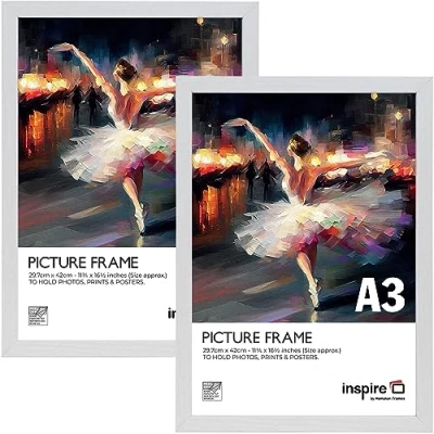 Image of Inspire By Hampton BERGEN A3 (30x42cm) White Picture Photo Frame Plexi (Non Glass) 2 Pack IBHBERA3NG PK2