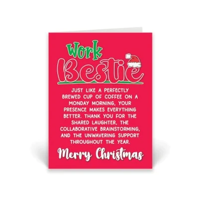 Image of Rib Ticklerz Work Bestie Colleague Christmas Card Merry Secret Santa Gifts Friend Coworker Present Cute Novelty Office Banter Men Women CD993