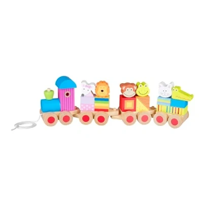 Image of Animal Puzzle Train Toy Push and Pull Along Stacking Toys For 1 Year Olds, Toddler Wooden Shapes, 1st Birthday Gifts Boy, Girl Early Development &amp; Activity by Orange Tree
