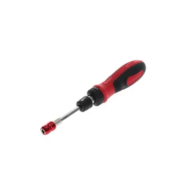 Image of GEDORE red Bit holder Screwdriver ratchet, 1/4&quot; 6.3 mm hex, telescoping blade, reversible, R38910000