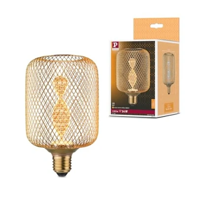 Image of Paulmann 29084 Glow Edition Standard 230V LED lamp Zyl E27 Helix 3.5W 130lm 100mm Brass Metal 1800K, 3.5 W