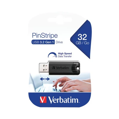 Image of Verbatim Black Pinstripe 32GB USB 3.0 Flash Drive 49317