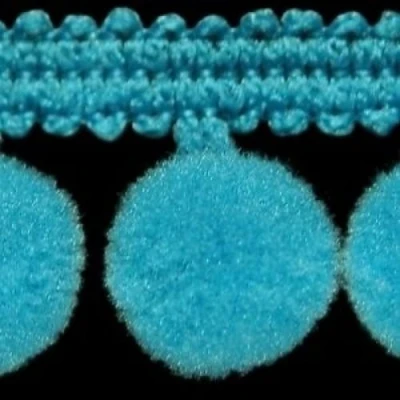 Image of HomeBuy 1M POM BOBBLE TRIM FRINGE MEDIUM SIZE 10mm 20 colours (per metre) TURQUOISE #B