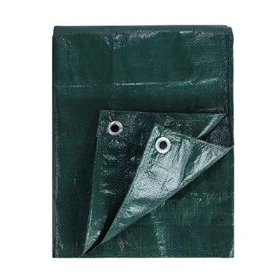 Image of KAV 1.80 x 2.70m (6x9 FT) Green Waterproof Tarpaulin Tarpoline tarpaulins Tarp for Universal Covering Garden Furniture, Camping, Roof Caravan Building site Ground Sheet with Eyelets 120 GSM