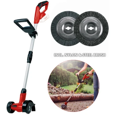 Image of Einhell Power X Change 18V Cordless Grout Cleaner Adjustable Telescopic Long Handle, Replaceable Brushes (Nylon And Steel Included) GE CC 18 Li Solo (Battery Not