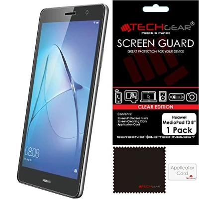 Image of TECHGEAR Screen Protector fit Huawei MediaPad T3 8&quot; Ultra Clear Guard Covers with Cleaning Cloth &amp; Application Card