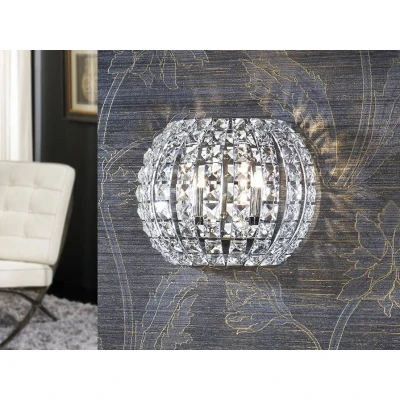 Image of Diamond 2 Light Crystal Wall Lamp Chrome, G9