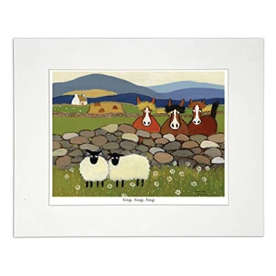 Image of &#039;Nag, Nag, Nag&#039; Mounted Print by Thomas Joseph Sheep Art