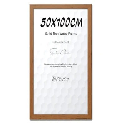Image of Click One Beautiful photo frames PDQ, Eton Wall Hanging 50x100cm Mounting Posters Picture Frame Perfect Portrait and Landscape Display (Walnut)