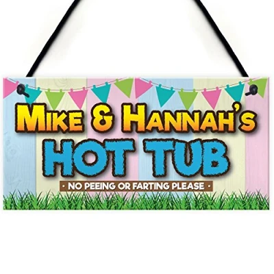 Image of RED OCEAN Personalised Hot Tub Rules Funny Party Gift Hanging Plaque Friendship Sign