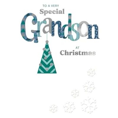 Image of to A Very Special Grandson Festive Joy Tree Bauble Christmas Greeting Card XFCS003