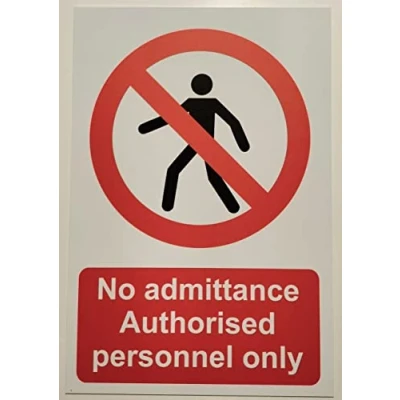 Image of No Admittance authorised Personnel only Man Safety Sign Self Adhesive Sticker (200mm x 150mm)