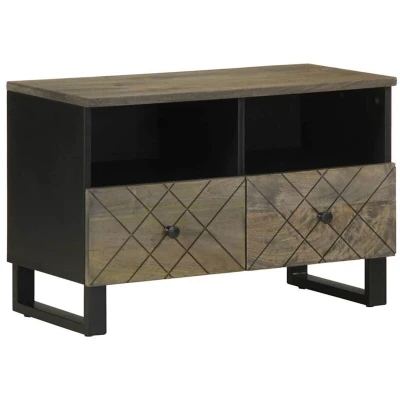 Image of vidaXL TV Cabinet Black 70x33x46 cm Solid Wood Mango