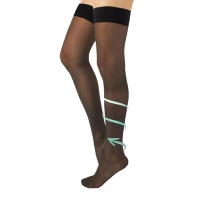 Image of MEDICAL SUPPORT HOLD UP 15 21 mm/Hg GRADUATED COMPRESSION STOCKING S, M, L, XL BLACK, SKIN MADE IN ITALY (L, BLACK)