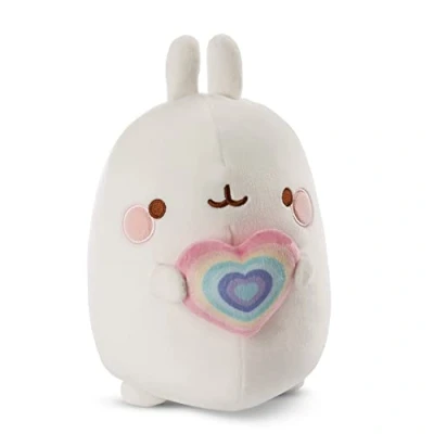 Image of NICI Cuddly Toy Molang with a Rainbow Heart 12 cm I Lovable Social Media &amp; TV Star to Cuddle, Play Love 48223