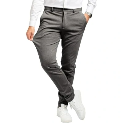 Image of Performance Pants for Men, Slim Fit Stretch Golf Trousers Men Comfortable, Lightweight Mens Suits, Casual, Golf, and Office Dark Grey