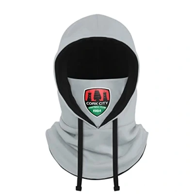 Image of FOCO Officially Licenced Cork City FC Fan Grey Drawstring Hooded Head and Neck Warmer Snood