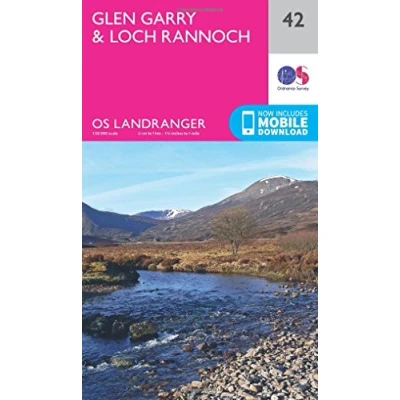 Image of Glen Garry &amp; Loch Rannoch Map Ericht Ordnance Survey OS Landranger 42 Scotland Walks Cycling Days Out Maps Adventure: 042