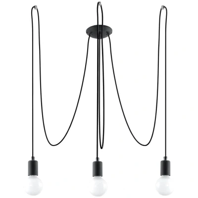 Image of Edison 3 Light Cluster Drop Pendant Black, E27