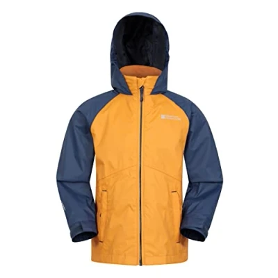 Image of Mountain Warehouse Torrent Kids Waterproof Rain Jacket Taped Seams Raincoat, Lightweight, Breathable, Girls &amp; Boys Rainwear For Autumn, Winter, Wet Weather Yellow Size 3 4 Years