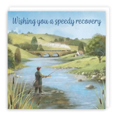 Image of Hunts England Fly Fishing Wishing You A Speedy Recovery Card For Him Milo&#039;s Gallery Sport Get Well Feel Better Soon Lovers Boys, Men, Husband, Dad, Grandad, Son