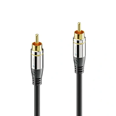 Image of Sonero Premium 7.50 m RCA Cable, 1x Male to Male, Subwoofer, Amplifier, Projector, AV Receiver, Black