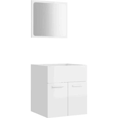 Image of vidaXL 2 Piece Bathroom Furniture Set High Gloss White Engineered Wood