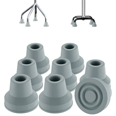 Image of supregear 8pcs Quad Cane Tip, Non Slip Rubber Tip Extreme Grip Heavy Duty Replacement Foot for 1/2 Inch Diameter Standard Walking and Standing Stick Accessory, Grey