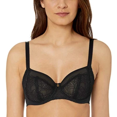 Image of Fantasie Women&#039;s Twilight Unlined Underwire Bra Full Coverage, Black, 34DD