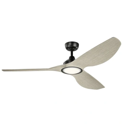 Image of Imari 165cm Ceiling Fan with Dimmable 3000K LED Light, Satin Black, Remote Control